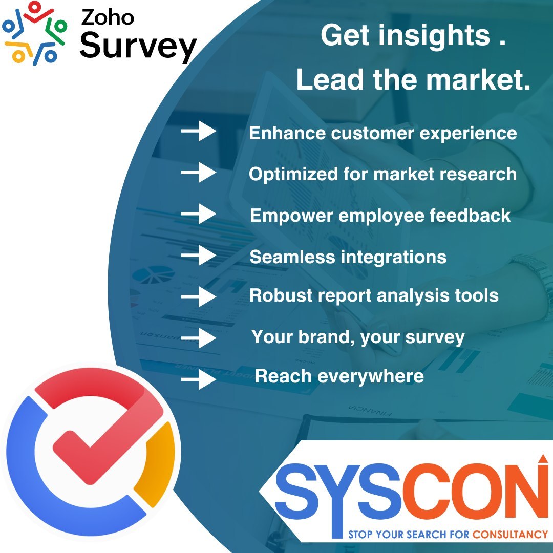 SysconL81230's tweet image. ✅Enhance customer experience
✅Optimized for market research
✅Empower employee feedback
✅Seamless integrations
✅Robust report analysis tools
Sign up now - zurl.co/xJWE
Support - harish@sysconinnovations.com
Website - zurl.co/vrF3
#zohopartner #zohosurvey