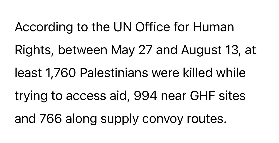 briantashman's tweet image. NYT: “some Palestinians were killed trying to obtain” aid at GHF sites

That’s how the New York Times describes the killing of roughly *1,000* people at GHF sites