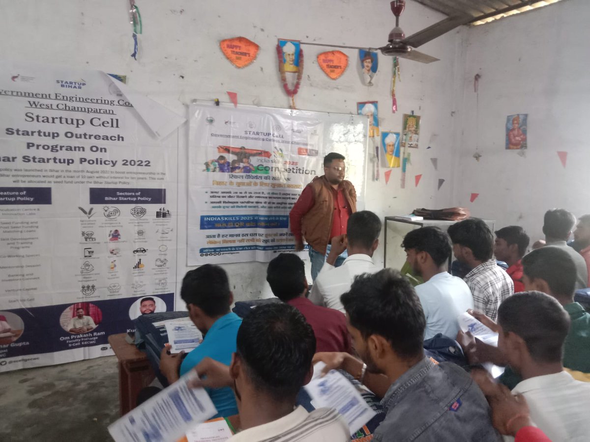 scellgecwc's tweet image. Startup Orientation Program successfully held at Krishna Pvt. ITI, Bettiah!
Great insights delivered on #StartupBihar and entrepreneurial idea development by Startup Coordinator Yashraj Kumar.
Supported by Facility In-charge Om Prakash Ram (SCELL GECWC). #Innovation  #SCELLgecwc