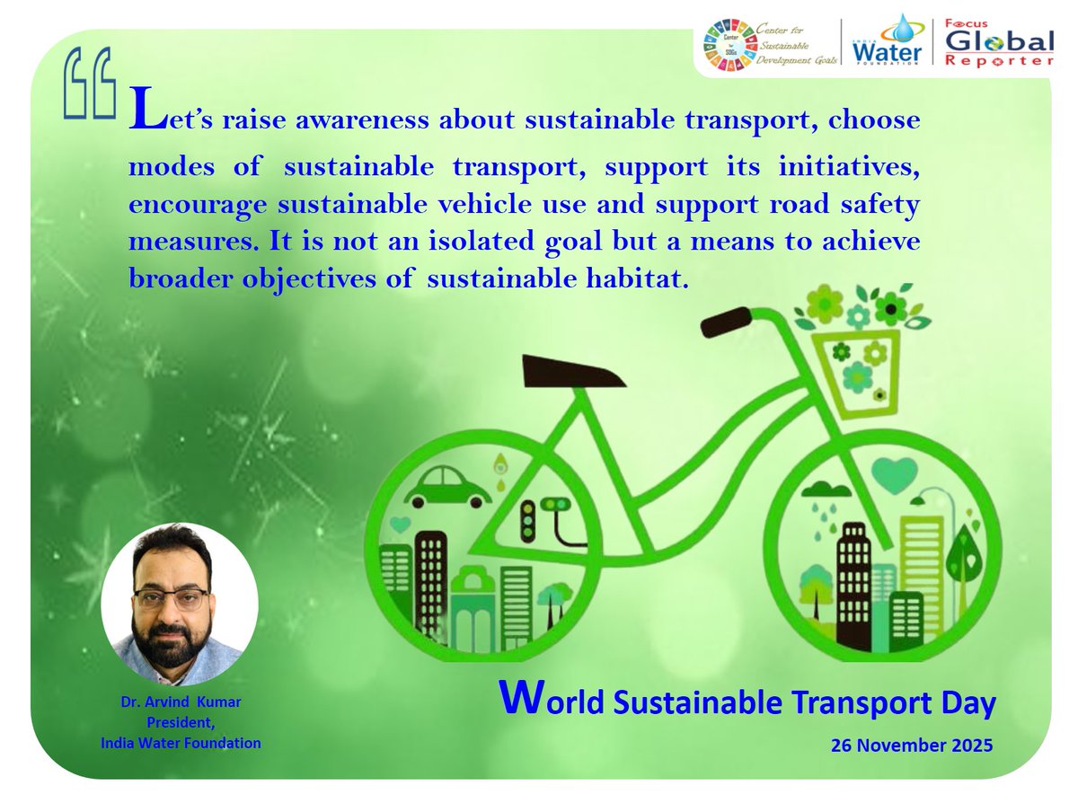 drarvindkumar1's tweet image. #WorldSustainableTransportDay2025 #Transport #SustainableDevelopment #ClimateChange #Adaptation #AwarenessAboutSustainableTransport #CarbonEmissions #COP30 #Carbon @NITIAayog @PMOIndia @narendramodi @moefcc @nitin_gadkari @MORTHIndia @byadavbjp @Cop30noBrasil @mnreindia