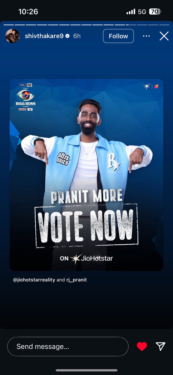 HarshadBhatkar's tweet photo. Shiv Thakre supports Pranit More! 🙌
Vote for Pranit and make him shine in Bigg Boss! ⭐📲 #VoteForPranitMore #ShivThakre #BiggBoss19 #PranitMore #PranitKiPaltan https://t.co/WzmAU6ts7y