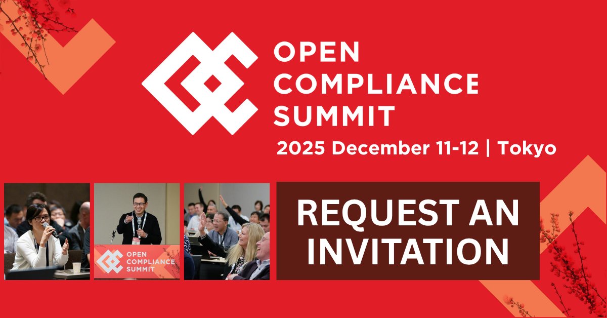 linuxfoundation's tweet image. #OpenCompliance Summit, December 11-12  in Tokyo, is an event for #LinuxFoundation members &amp;amp; select invitees to discuss #OpenSource license, #security &amp;amp; #compliance. Be there! Learn more + request an invite: hubs.la/Q03VrRxl0 View the schedule: hubs.la/Q03VrKlB0