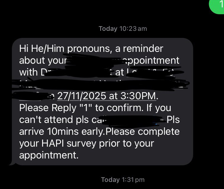 im literally crying my doctor didnt know how to put my pronouns in her system qnd changed my name instead