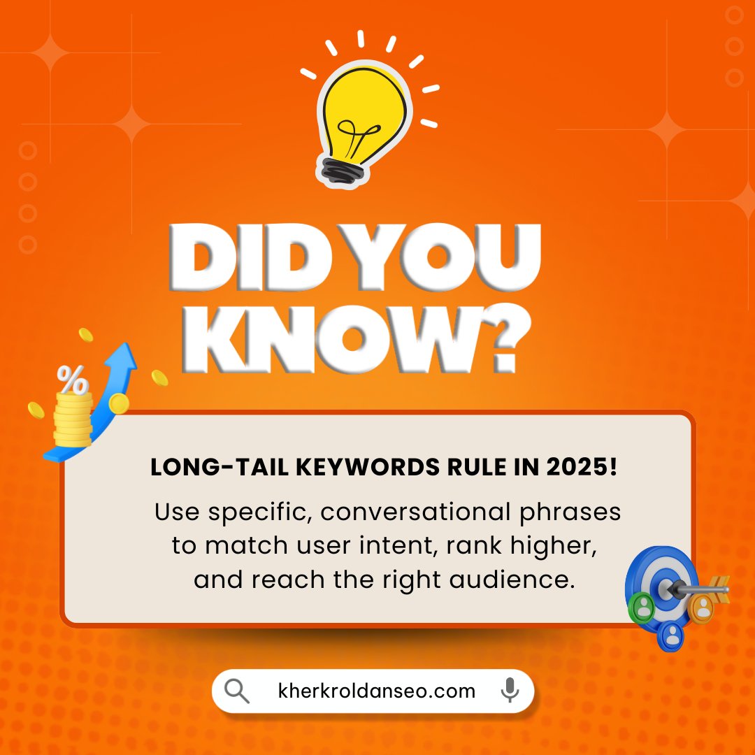 kherkroldanseo's tweet image. Stop wasting time on generic keywords!

In 2025, long-tail, conversational phrases are what search engines reward and they’re exactly what your audience is actually searching for.

Want exact keywords that truly drive traffic?

👉 kherkroldanseo.com/keyword-resear…