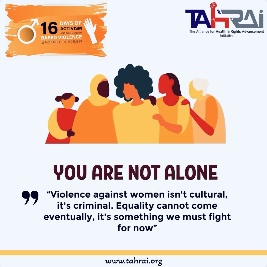 Tahrai_Nigeria's tweet image. Today, we join the world in kicking off the 16 Days of Activism Against Gender-Based Violence.
At TAHRA Initiative, we stand for safety, dignity &amp;amp; a future free from fear
#16DaysOfActivism #TahraInitiative #OrangeTheWorld #StandWithSurvivors