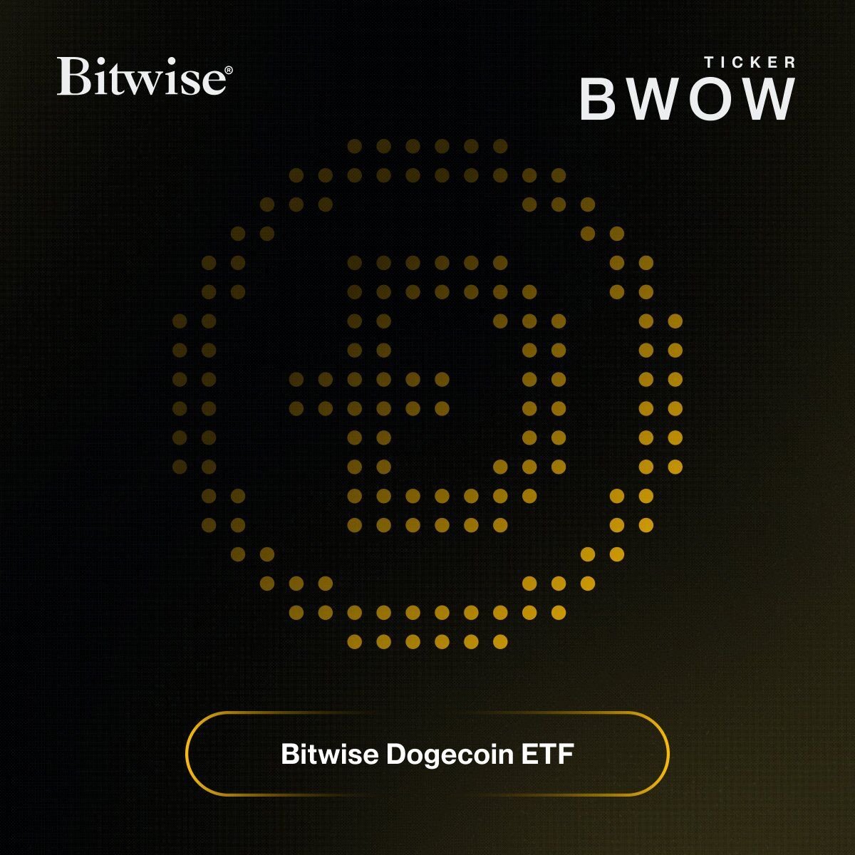 CoinRank_io's tweet image. NEW: #Bitwise announces its Dogecoin ETF with ticker $BWOW, coming soon