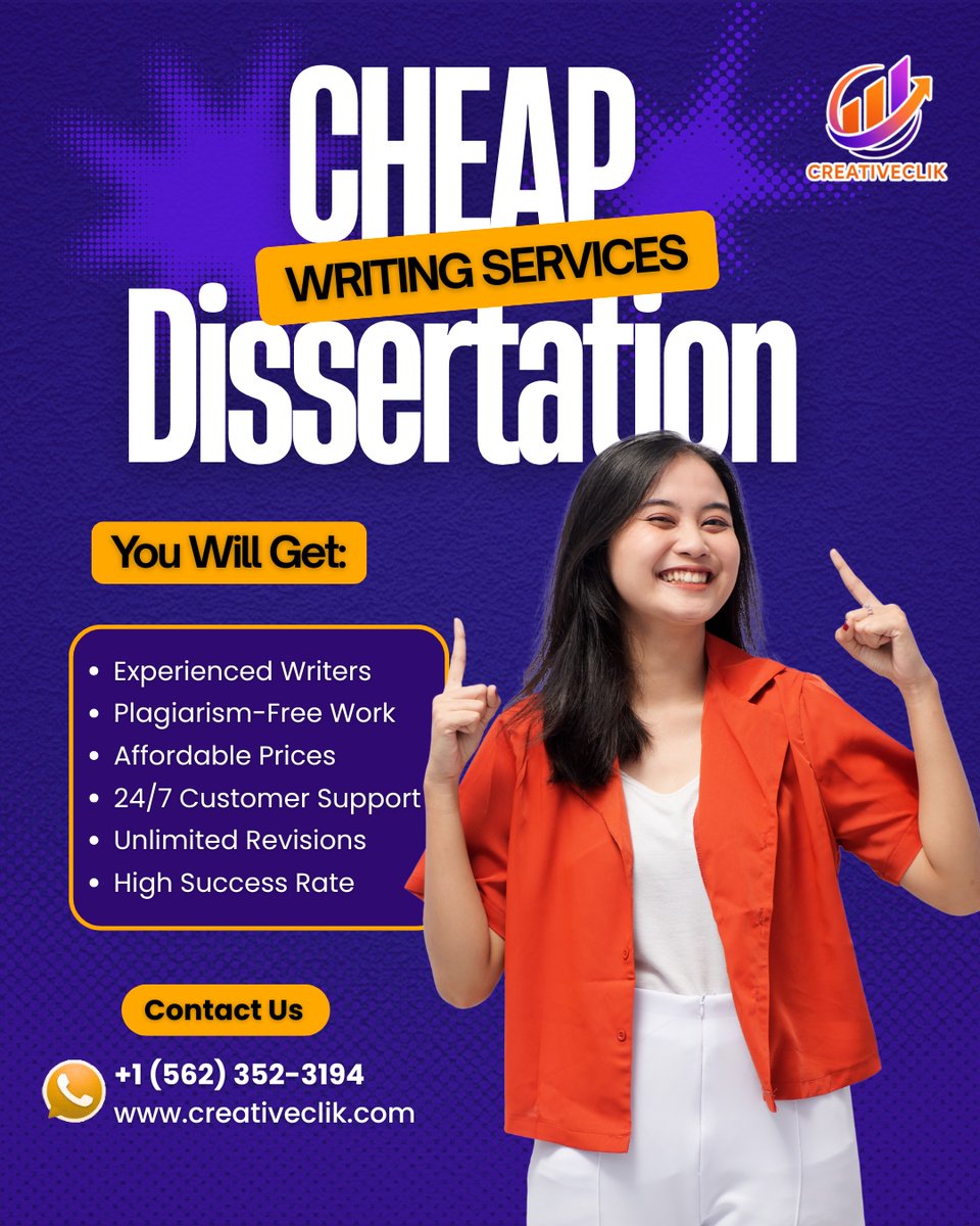 essaywriting0's tweet image. 📷 Get Affordable &amp;amp; Reliable Dissertation Writing Services! 📷

📷 Contact us:
📷 📷 wa.me/15623523194
📷 info@creativeclik.com
📷 creativeclik.com

#AffordableWritingHelp #AcademicSupport #BudgetFriendlyServices #ProfessionalWriters #PlagiarismFree #QualityWriting