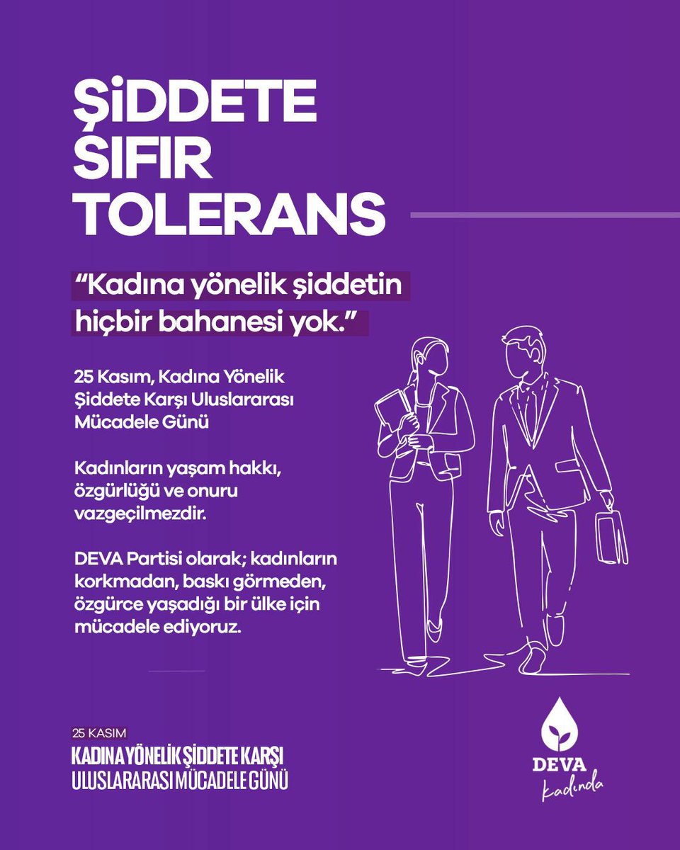 #devakadın
#25Kasım
#KadınaYönelikŞiddetleMücadeleGünü
<a href="/devapartisi/">DEVA Partisi</a>