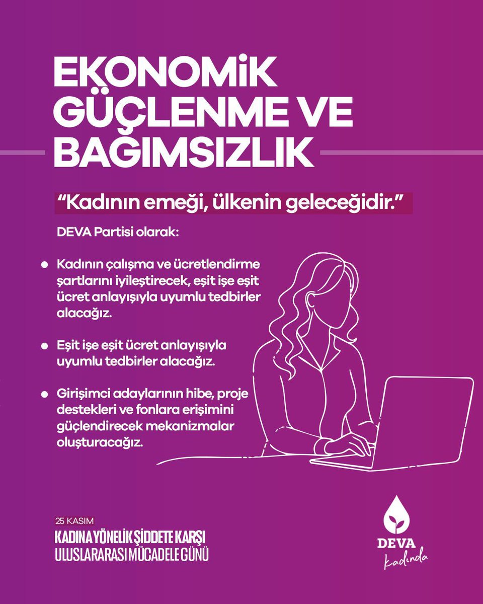#devakadın
#25Kasım
#KadınaYönelikŞiddetleMücadeleGünü
<a href="/devapartisi/">DEVA Partisi</a>