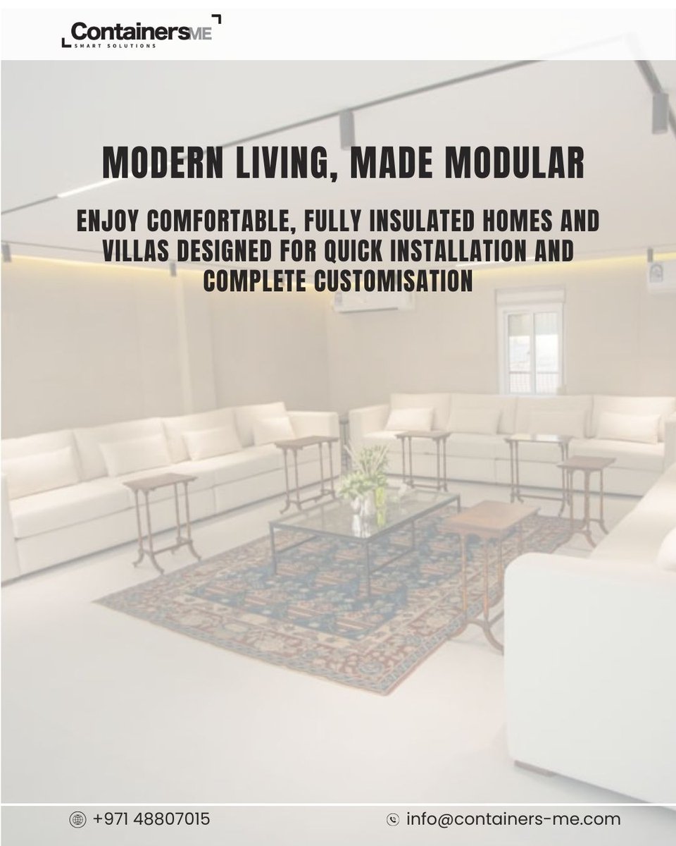 Containers_me's tweet image. Looking for innovative, flexible spaces that fit any industry?

Modular containers offer fast setup, custom layouts, and durable performance for homes, cafés, offices, and storage.

Contact us to learn more.

#modularcontainers #uae #dubai #smartspaces #modularbuildings