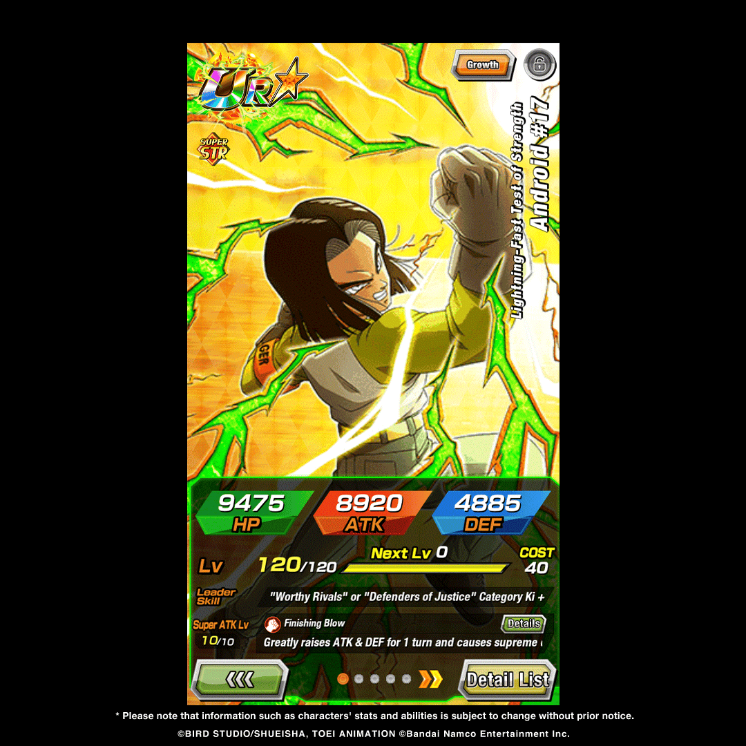 dokkan_global's tweet photo. First-hand information on UR [Lightning-Fast Test of Strength] Android #17's stats! https://t.co/r0bqhCXVMW