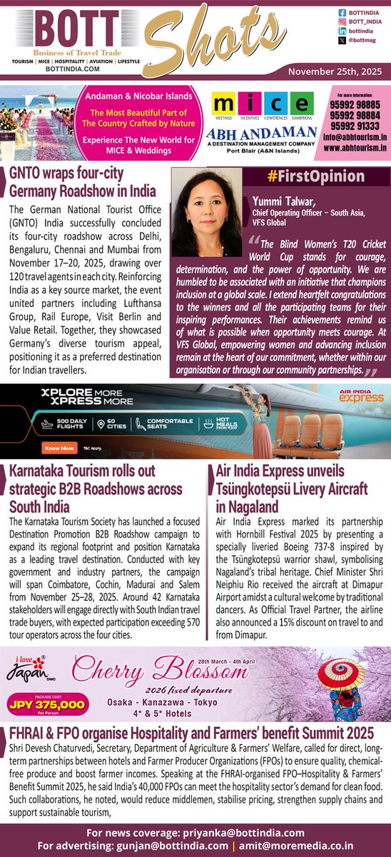 The <a href="/GermanyTourism/">GermanyTourism</a> wrapped up its four-city India Roadshow across Delhi, Bengaluru, Chennai &amp; Mumbai, engaging 120+ travel agents in each city. With partners like Lufthansa Group, Rail Europe, Visit Berlin &amp; Value Retail, GNTO reinforced Germany’s strong appeal for Indian