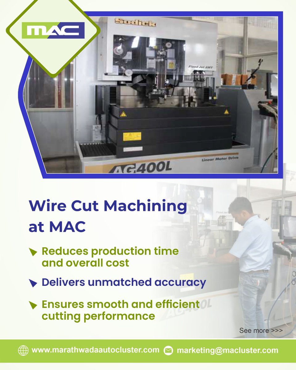 macaurangabad's tweet photo. Enhance your manufacturing efficiency with our advanced Wire Cut solutions. Designed to reduce production time, improve accuracy, and ensure flawless cutting performance.
Upgrade your machining standards with MAC’s trusted expertise.
#WireCutMachining #MAC #Manufacturing https://t.co/nvoPzoFZco