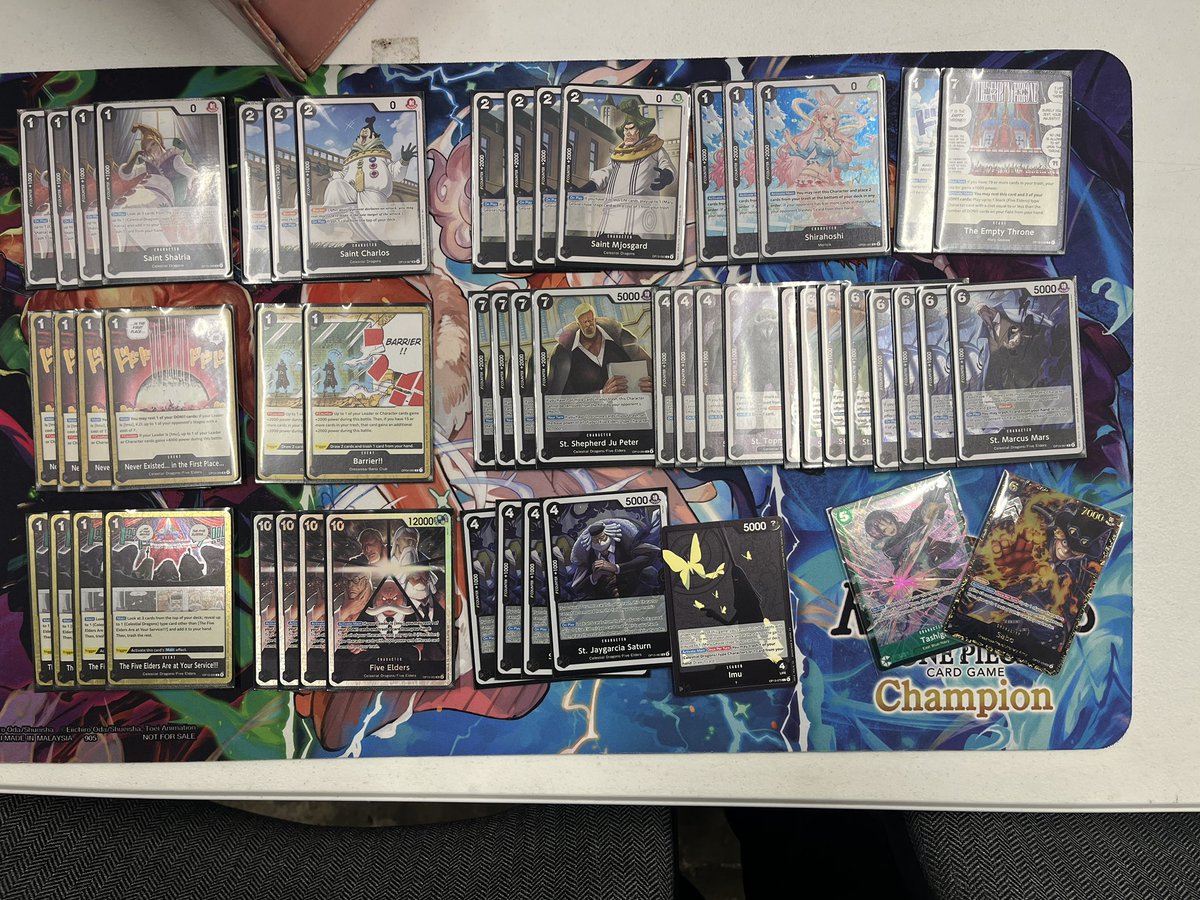 Won Rare &amp; Sleeveless Treasure Cup

Deck: IMU 👁️
5-0
R1: Imu 2nd W
R2: Ace 1st W
R3: Ace 2nd W🎲
R4: RB Sabo 1st W
R5: RB Sabo 2nd W🎲

Tested <a href="/nuewbii/">Gerrard</a> OP13 list and I liked the barriers.