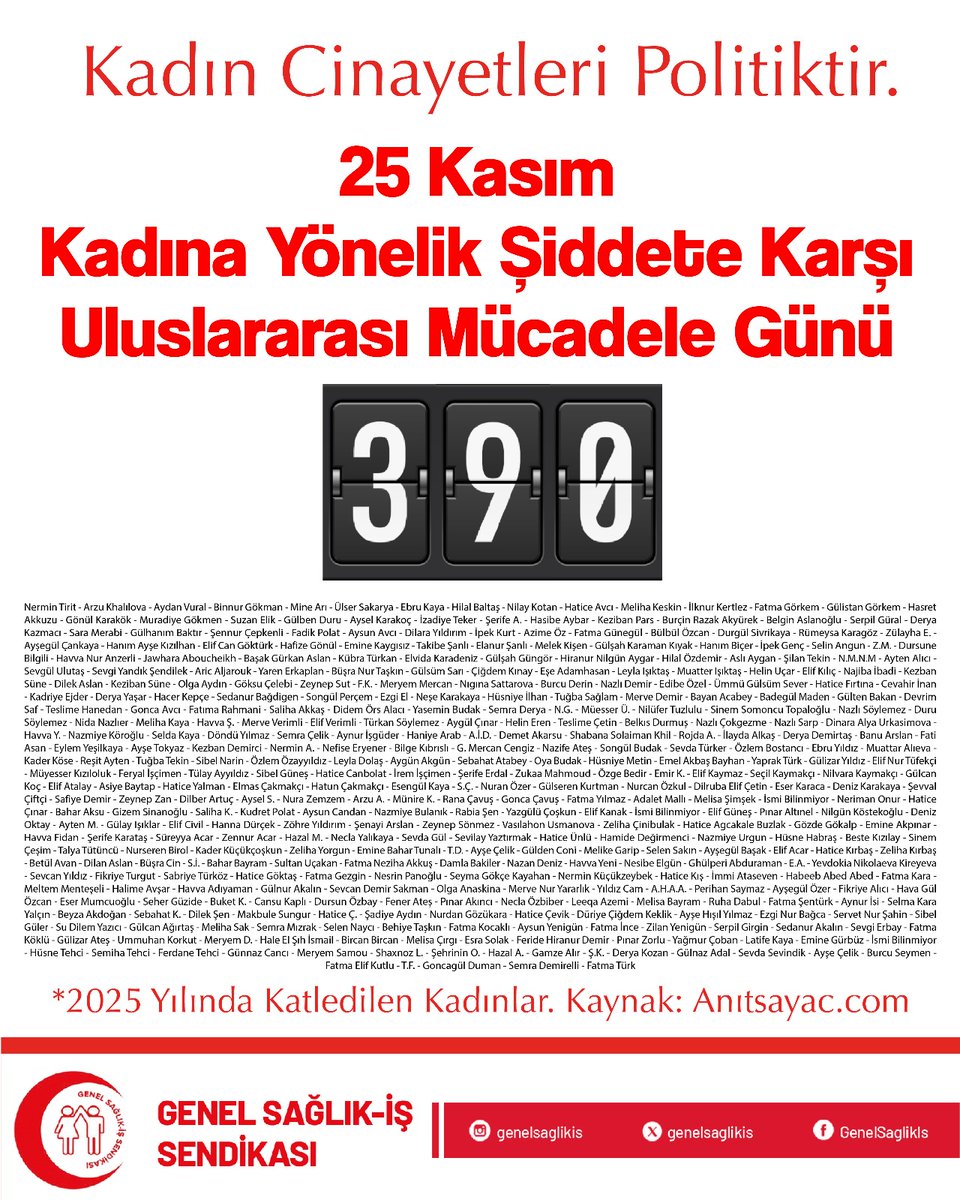Kadına Yönelik Şiddet Ülkemizin Kanayan Yarasıdır!
Kadına yönelik şiddet ; insan hakkı ihlalidir, yaşam hakkına yönelik açık saldırıdır!
Kadınlarımız korkmadan, ürkmeden ve acı çekmeden güven içinde insanca yaşamalıdır.
Taciz ve ölüm kadınların kaderi olmamalıdır.
T.C.