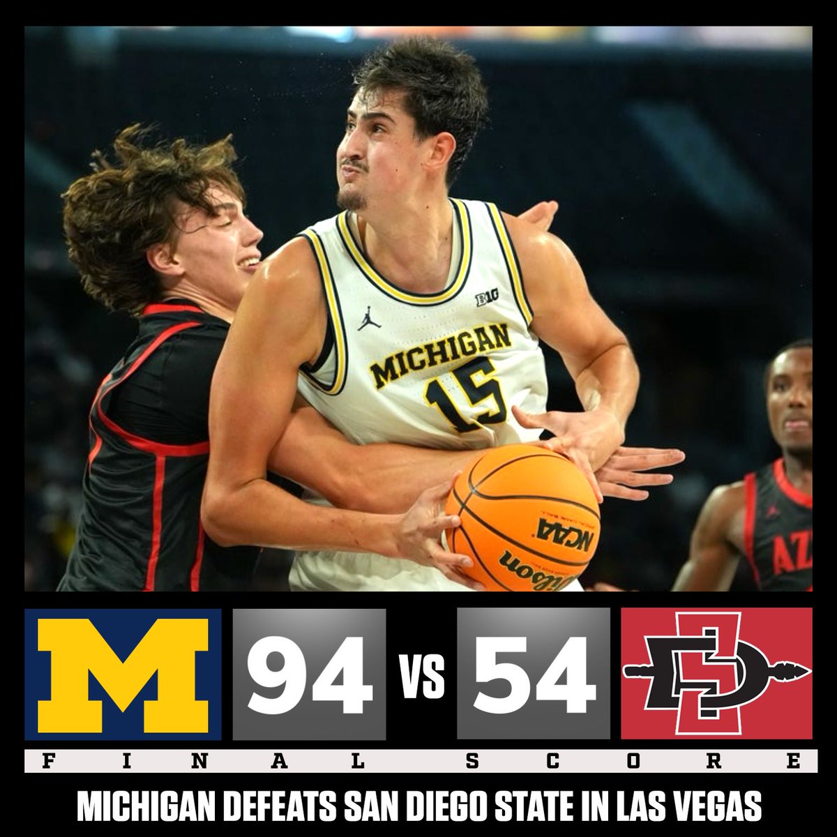 uofmcoverage's tweet image. Michigan destroys San Diego State in Las Vegas! 〽️ #GoBlue
