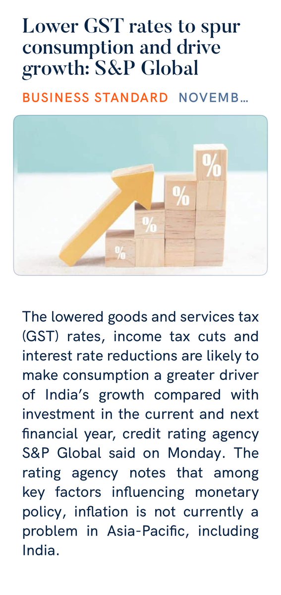 Lower GST rates to spur consumption and drive growth: S&amp;P Global

business-standard.com/economy/news/c…

via NaMo App