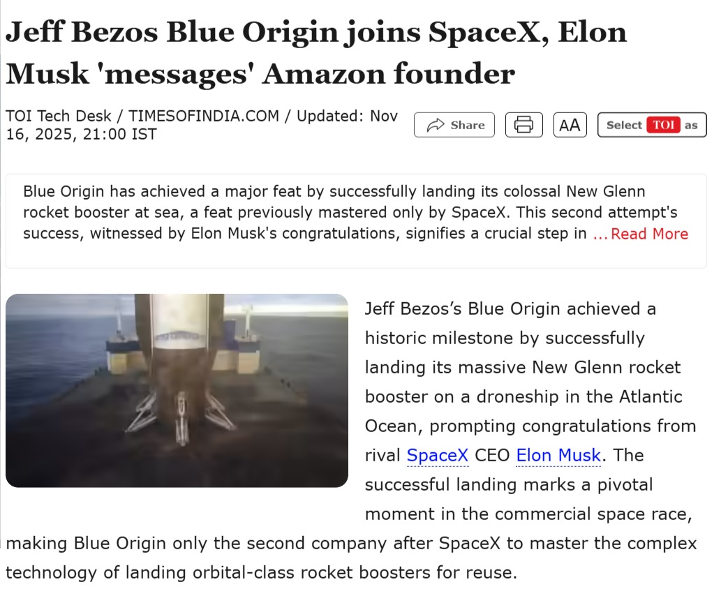 TechCryptors's tweet image. Jeff Bezos’ Blue Origin has hit a major milestone with the New Glenn rocket!

📞wa.me/918850528255
📩sales@techcryptors.services
🌐techcryptors.services

#BlueOrigin #NewGlenn #JeffBezos #SpaceLaunch  #RocketScience #ITServices #ITCompany #TCIS #TechCryptorsItServices