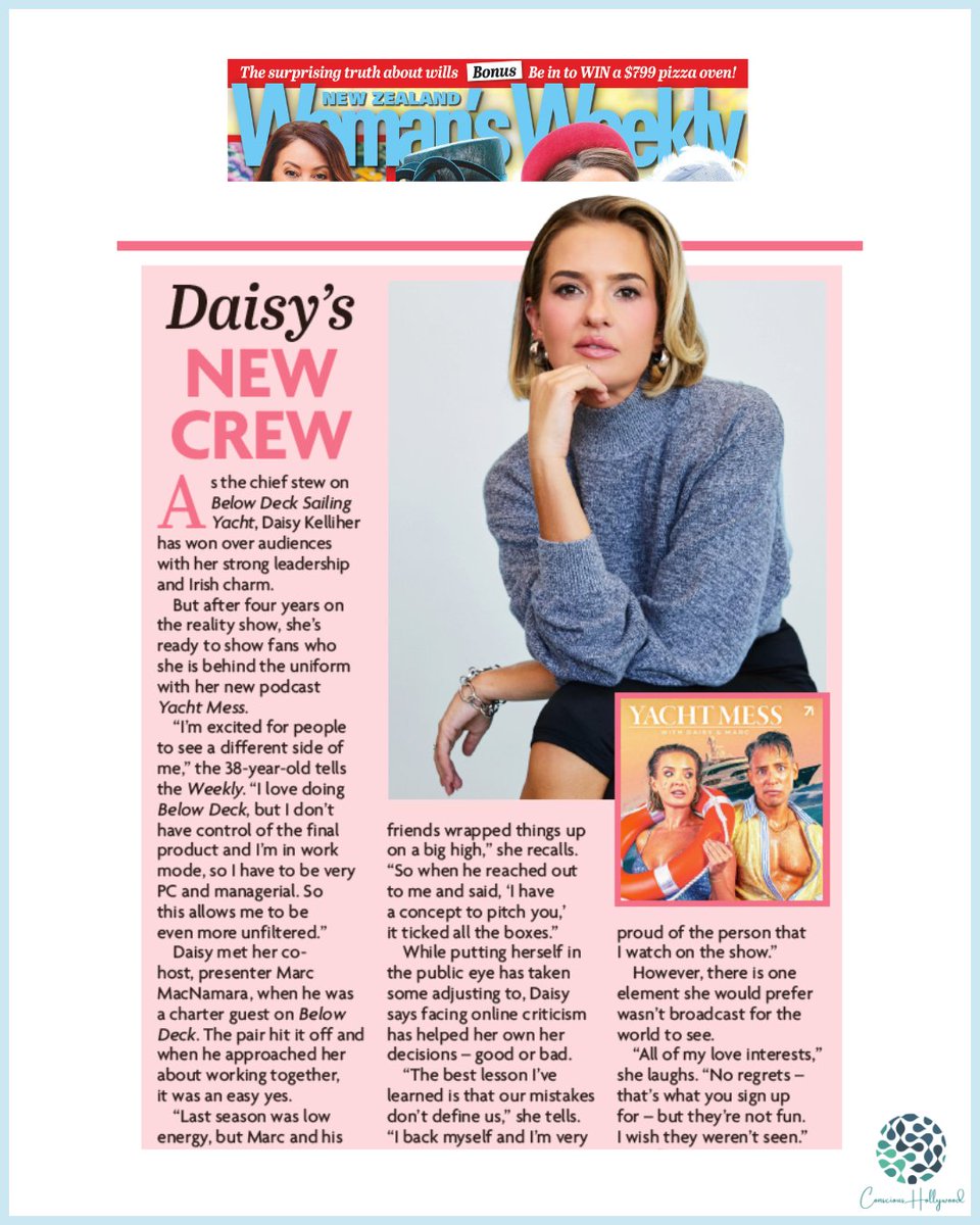 Daisy Kelliher was featured in this month's issue of New Zealand Woman's Weekly to talk about her next adventure in the Below Deck franchise and hosting her new podcast Yacht Mess.