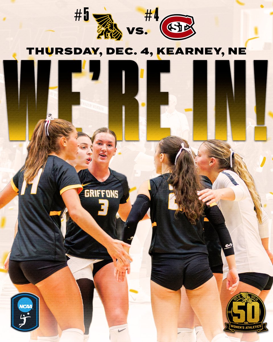 MWSUGriffons's tweet image. Let's Dance 💃🏐

No. 5 seed Griffon Volleyball faces No. 4 seed St. Cloud State in NCAA First Round in Kearney.

📰- bit.ly/49Fc83Y

#BlackisGold🔔| #FightOn50