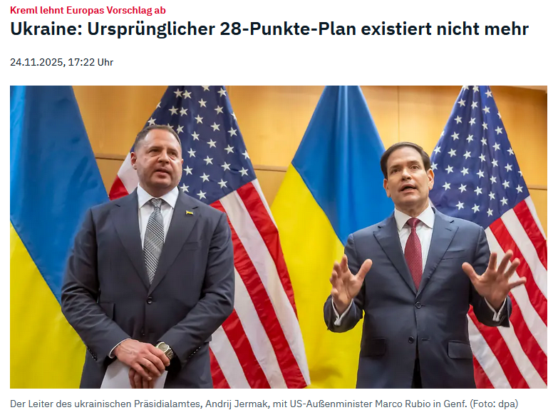 Diesmal war es knapp, die Europäer und das Selenskyj-Regime mussten sich richtig ins Zeug legen, um einen möglichen Frieden zu verhindern, aber anscheinend ist es ihnen gelungen. Der 28-Punkte-Plan ist vom Tisch und wurde so weit abgeändert, dass keine Gefahr mehr besteht, dass