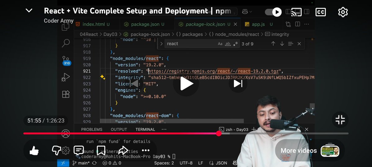 SUMIT_DEVELOPER's tweet image. Day 40 – MERN 🚀
Learnt NPM, Vite &amp;amp; JS modules today!

React setup now feels crystal clear 🤯🔥

Thanks @rohit_negi9 bhaiya ❤️
#ReactJS #MERNStack #100DaysOfCode