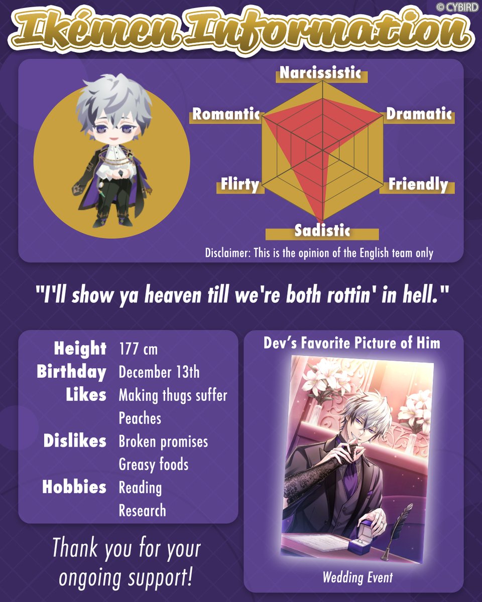 Happy TGIF: Thank Goodness Ikémen Friday🎉

Every month we will be showcasing Ikémen from all the Ikémen Series!
This month's is...Jude Jazza from Ikémen Villains!🖤

Login every last Friday from 5:00PM JST to get your free bonuses!

Give him some love😘

#ikevil
#otome