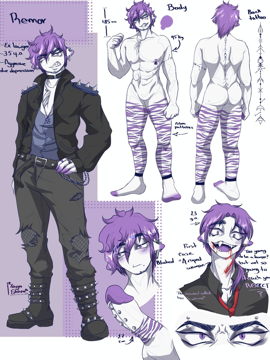 New Broken Colors Oc for my friend <a href="/EterioNSFW/">✨Eterio's Basement✨</a> (〃´ω`〃) ex lawyer, depressive yet aggressive, very addicted to exercise