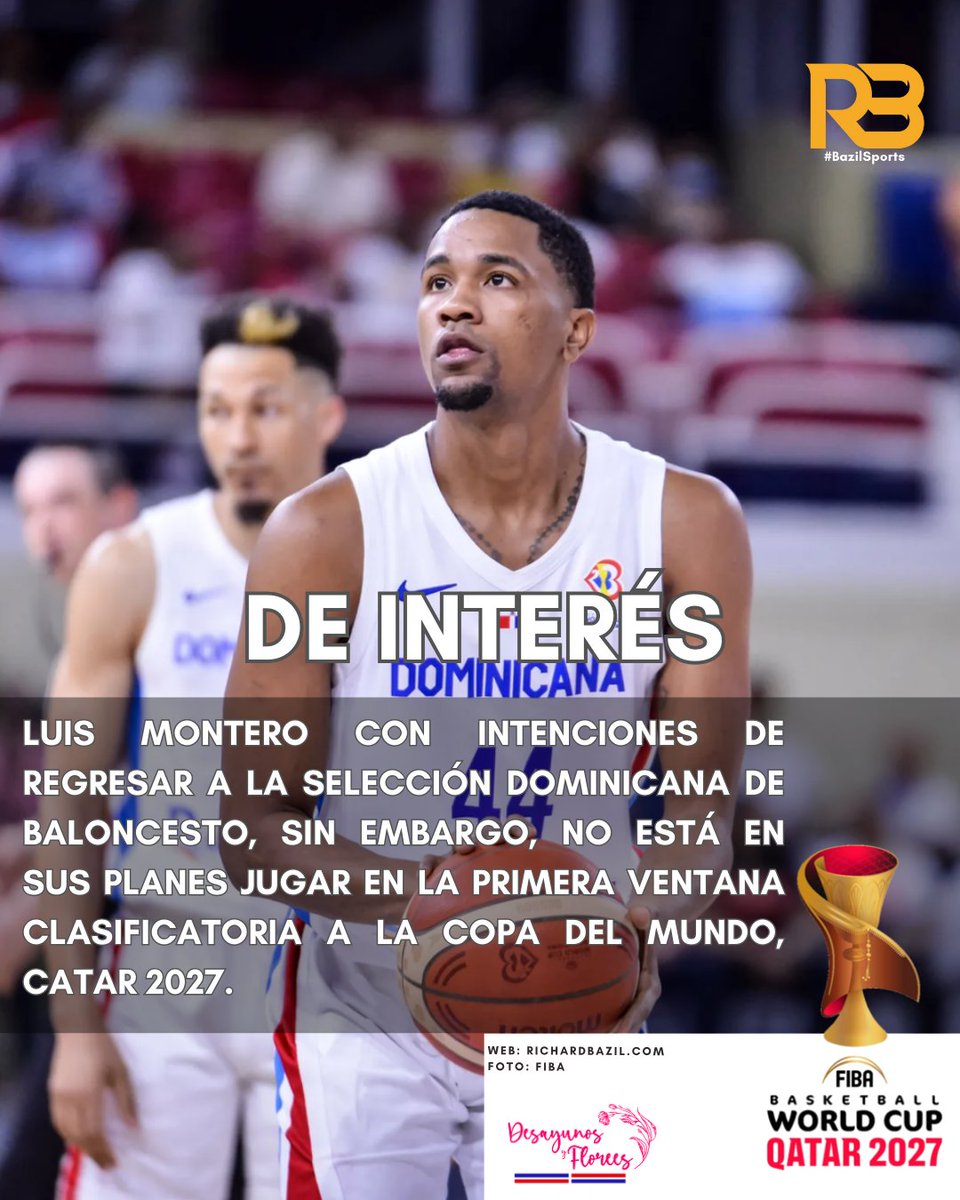 🚨 DE INTERÉS 🚨

Luis Montero regresará a vestir la camiseta de <a href="/RDBSeleccion/">Selección de Baloncesto de la República Dominicana</a>  en las ventanas clasificatorias a la Copa del Mundo FIBA, Catar 2027, sin embargo, varias fuentes nos indican de que no estará en los partidos contra México.

#bazilsports #fibawc