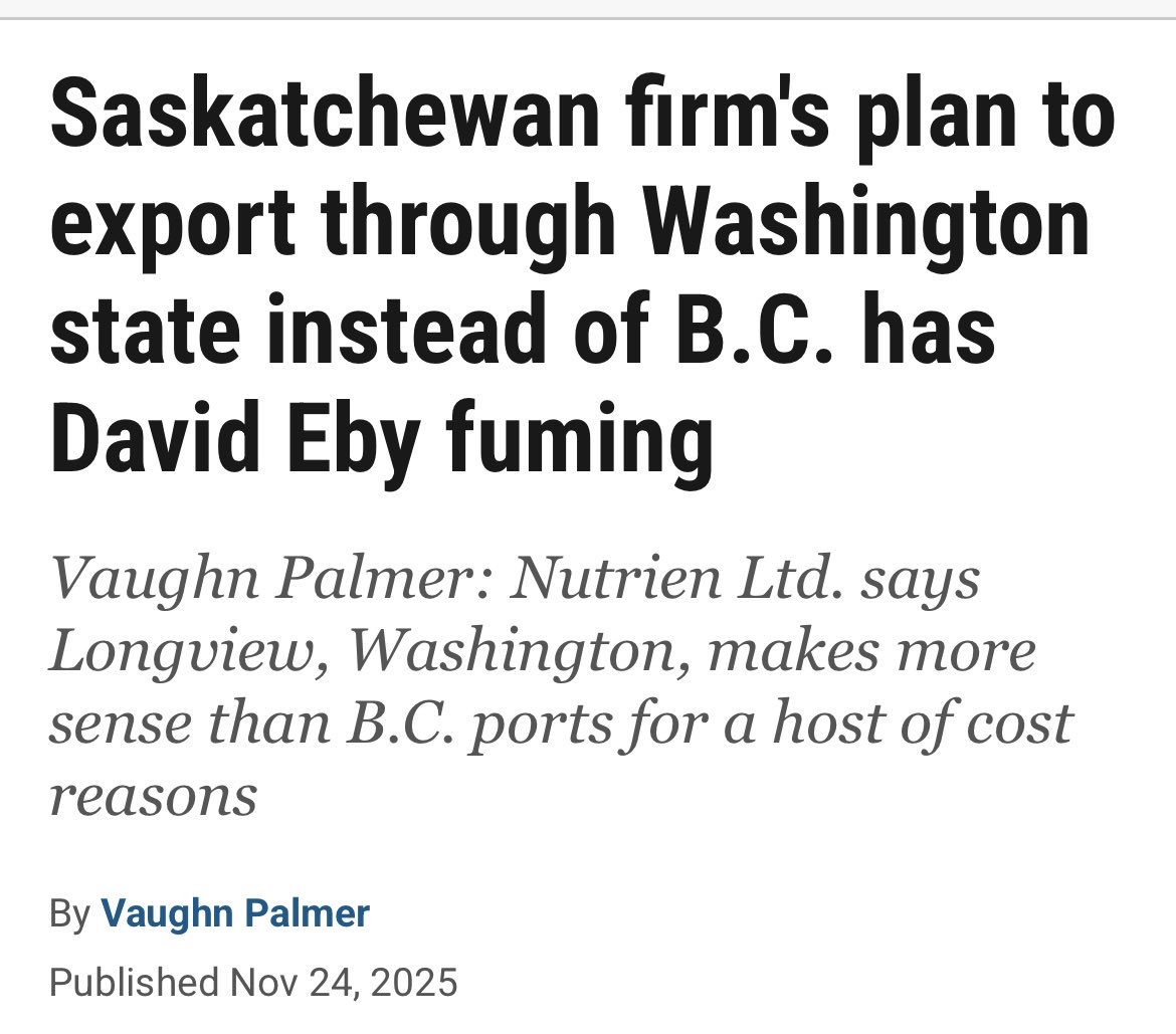 Once again the socialist David Eby is confused why investment is avoiding B.C. when we have… an unpredictable policy environment… taxes on taxes on taxes… private and public land uncertainty from First Nations… 

This is the stupidity of the BC NDP

vancouversun.com/opinion/column…