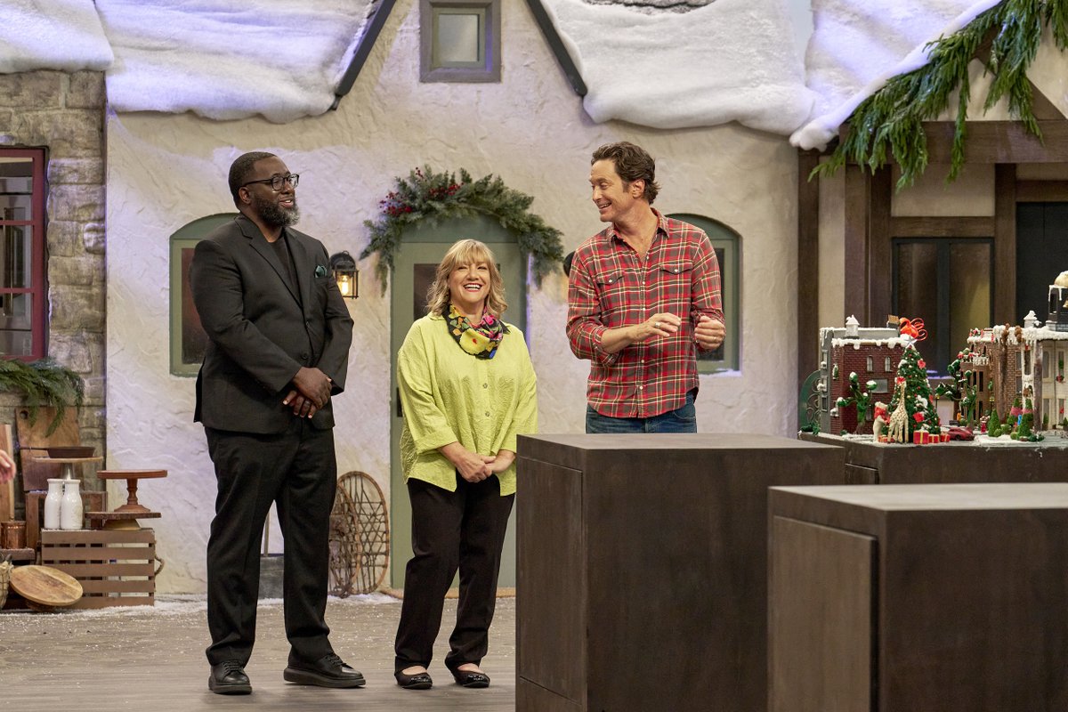 FoodNetwork's tweet photo. Double the gingerbread, double the FUN 🍬 This week, the remaining teams expand their villages, and guest judge @christinatosi joins the fun as charm, cheer and pure holiday chaos unfolds.

#GingerbreadLand: The Biggest Little Holiday Competition continues NEXT at 9|8c on @magnolianetwork and @foodnetwork!