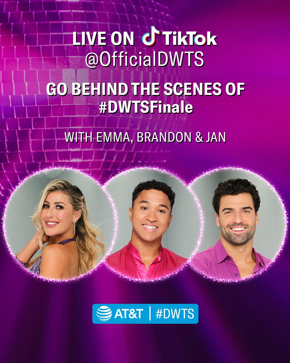 Stick with Emma, Brandon, and Jan as we count down to seeing all the behind the scenes live on TikTok for the #DWTSFinale this Tuesday! Sponsored by @att. #AD