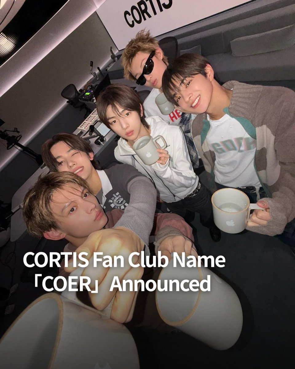 GTTOUR_Global's tweet image. [HALLYU NEWS]

#BigHit Music’s new boy group #CORTIS has officially revealed their fan club name #COER. The name combines “COR” from CORTIS with “-ER”, meaning “those who are with CORTIS.” It also carries the nuance of “CORE,” representing the fans who support CORTIS the most