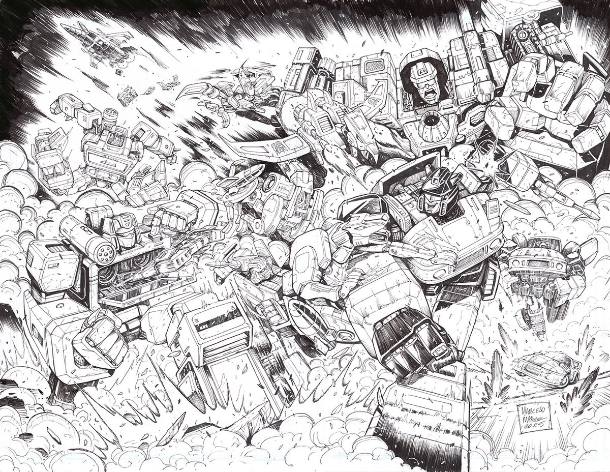 marcelomatere's tweet image. @Skybound #Transformers #Issue24 wraparound cover inks.