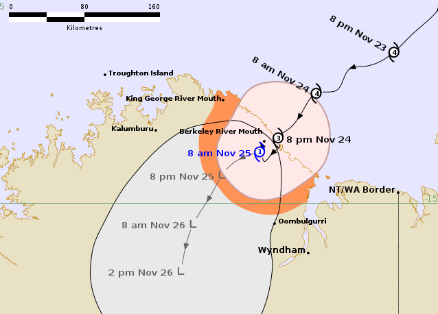 weather_wa's tweet image. #Cyclone Fina Has Now Been Downgraded To A Category 1 System And Is Continuing To Weaken As It Moves Further Inland 🌀 A Severe Weather Warning For Heavy Rainfall Has Been Issued For Parts Of The Kimberley Region ⚠️ #CycloneFina #Kimberley #TCFina #WesternAustralia