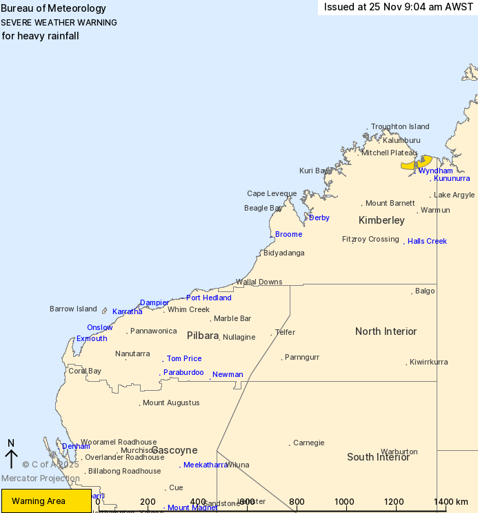 weather_wa's tweet image. #Cyclone Fina Has Now Been Downgraded To A Category 1 System And Is Continuing To Weaken As It Moves Further Inland 🌀 A Severe Weather Warning For Heavy Rainfall Has Been Issued For Parts Of The Kimberley Region ⚠️ #CycloneFina #Kimberley #TCFina #WesternAustralia