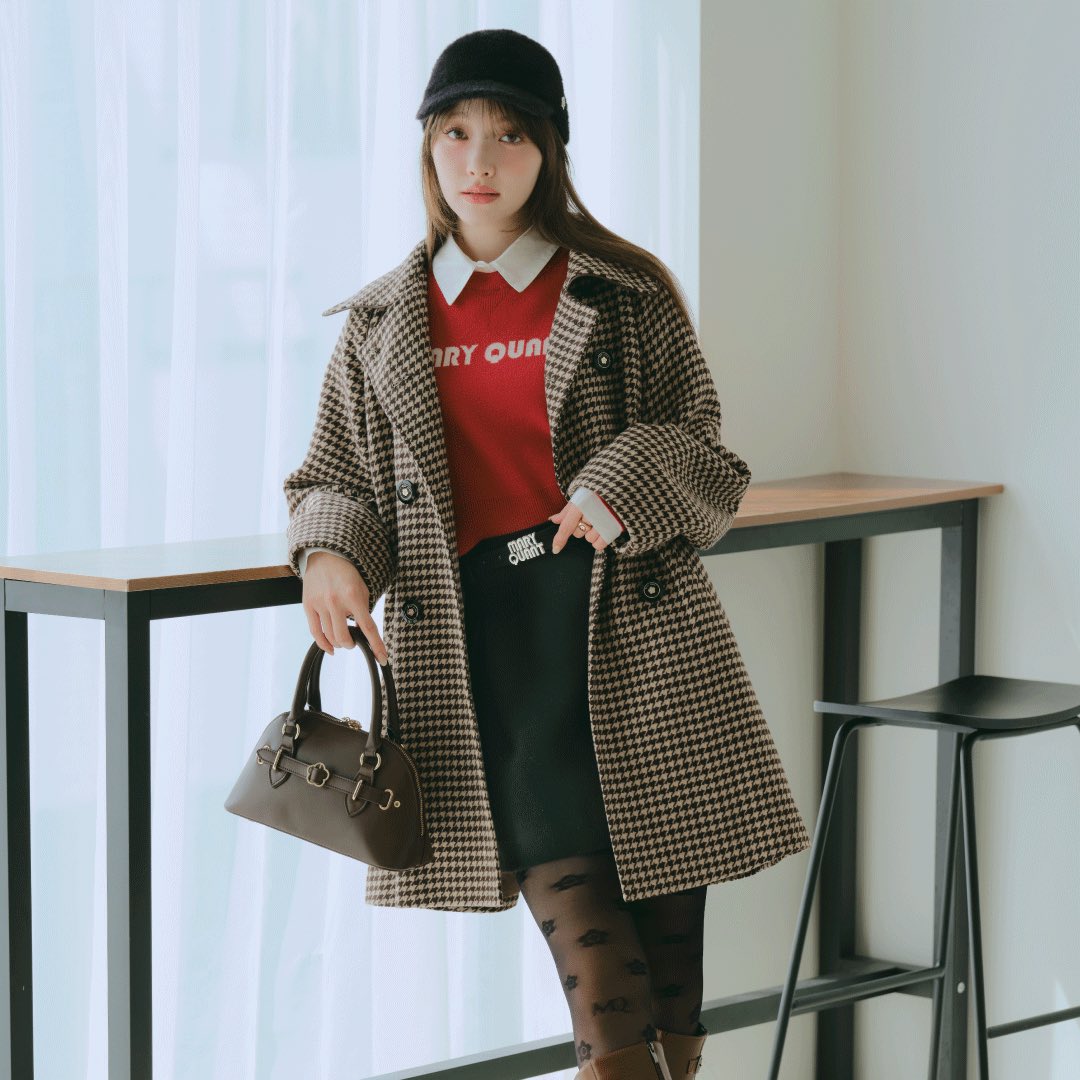 【美品】be ビーブルマリン　千鳥格子コート　ファー　40 Blumarine