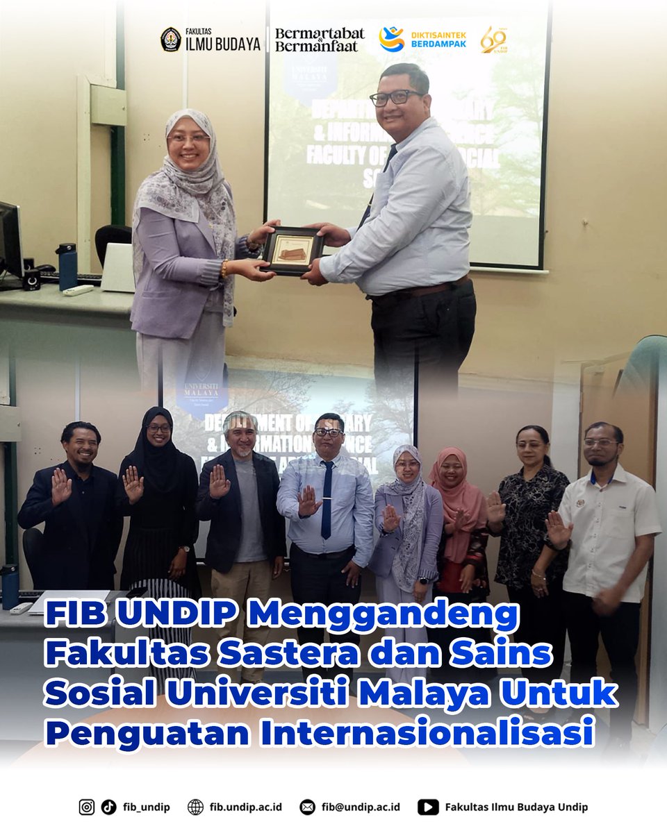 Undip_FIB's tweet photo. FIB Undip melakukan kunjungan ke Fakultas Sastera dan Sains Sosial Universiti Malaya Malaysia dalam rangka kerja sama antara dua fakultas.

Kerja sama ini diharapkan dapat menguatkan eksistensi prodi yang ada di FIB Undip dalam pergaulan akademik secara internasional. https://t.co/lQmS2Y31If