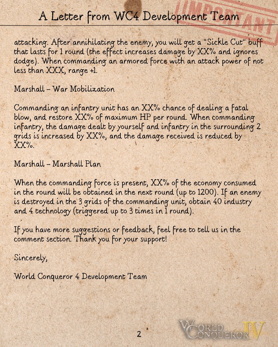 easytech_game's tweet image. A Letter from the World Conqueror 4 Development Team