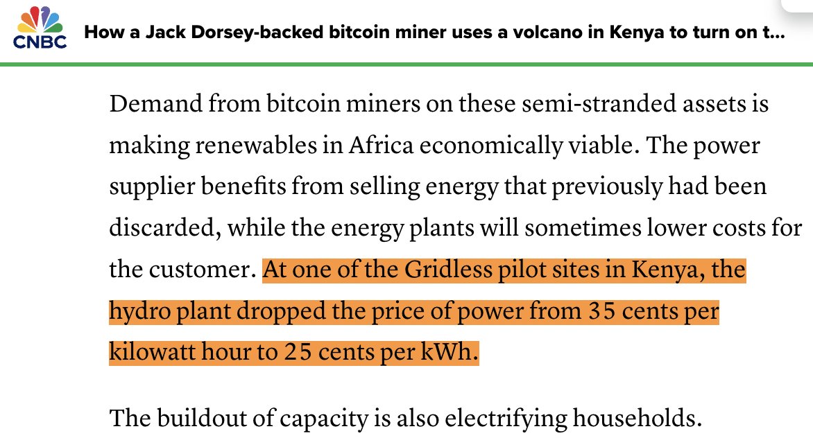 DSBatten's tweet image. One of the less talked about benefits of Bitcoin mining to local communities:

How it keeps residential power prices low

This is a phenomenon observed around the world including, Texas, Norway, and now ... rural Kenya.