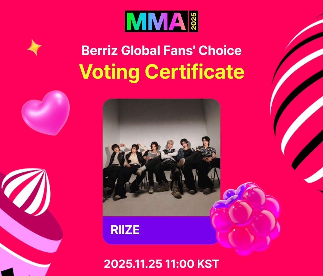 riize_archives's tweet image. 🗳  MMA 2025 GLOBAL VOTE

Berriz Global Fans&apos; Choice Vote has started
🗓 Nov 25 ~ Dec 14

Vote RIIZE on Berriz app now!
📌 link.berriz.in/web/main/mma20…

iOS: apps.apple.com/kr/app/berriz/…
Android: play.google.com/store/apps/det…