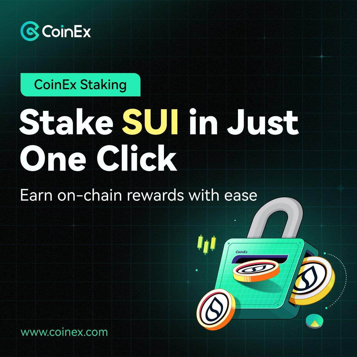 coinexcom's tweet image. That SUI sitting idle in your wallet? It could be earning 1.73% APY.

Stake it with CoinEx and let your assets grow while you sleep.

→ Stake SUI now:coinex.com/en/staking