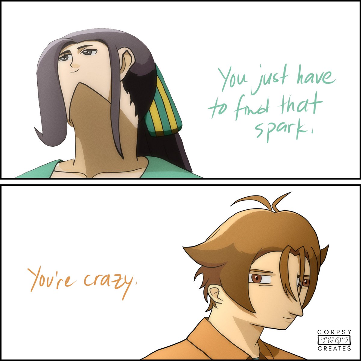 itsmecorpsy's tweet image. marcole being goofy ahh 
(poorly drawn frieren/sasuke reference)

#UntilThen