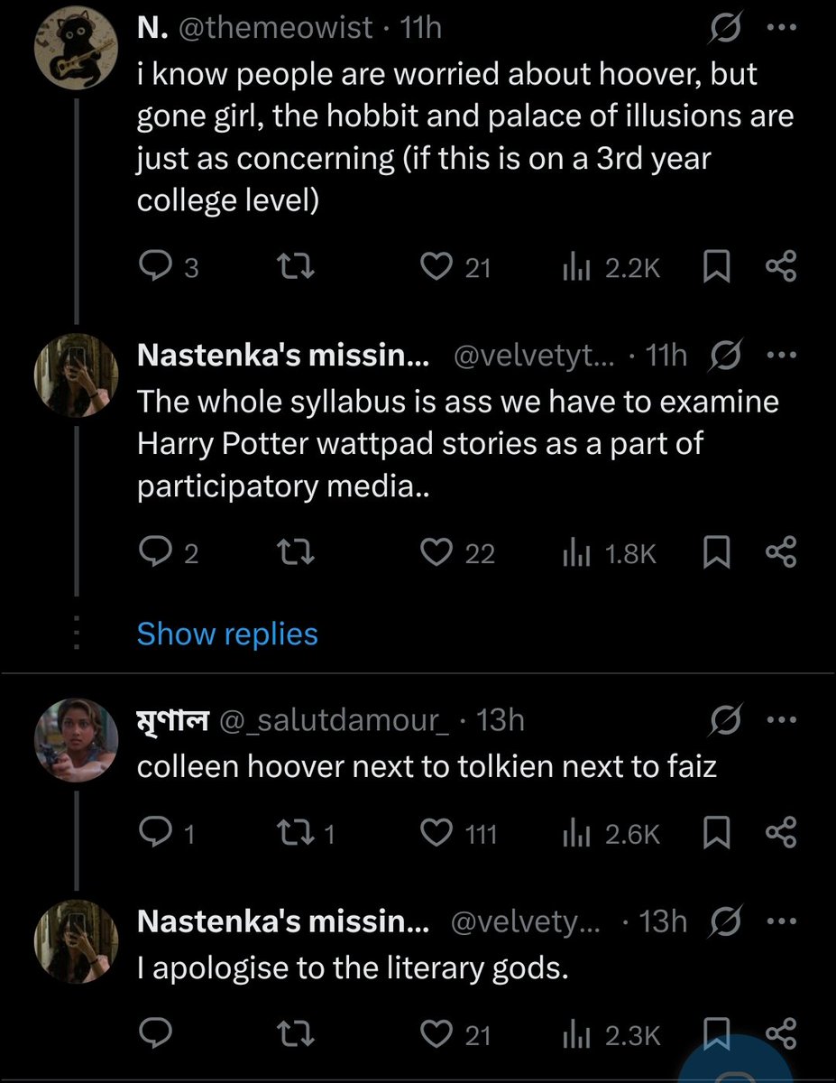 lolopantz's tweet image. this is sending me. invoking &apos;literary gods&apos;, even as a joke, is exactly why you need this course. where is your idea of literariness coming from? how do these texts fail to meet it? why do you need these markers? are all questions worth asking