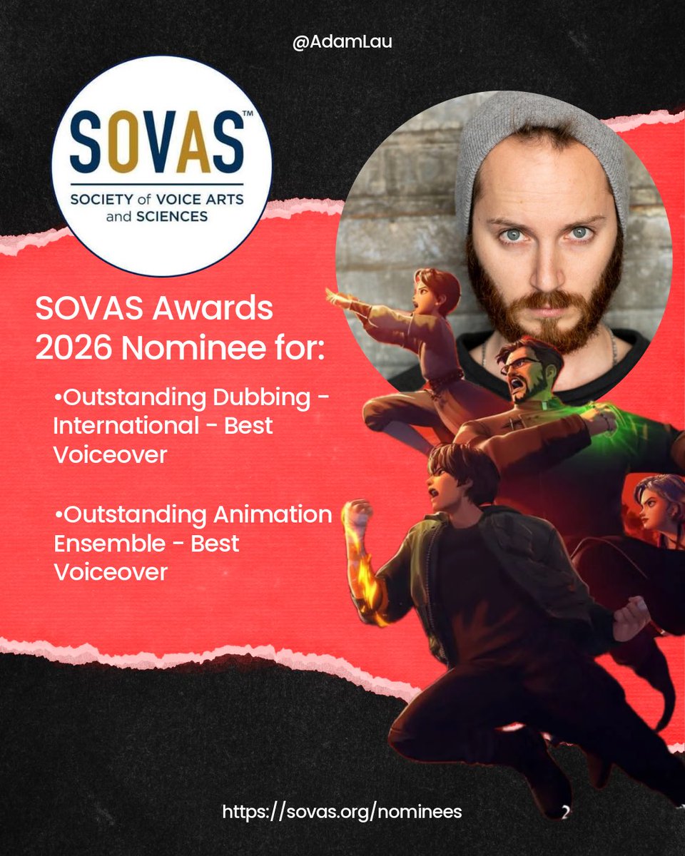 xPsyches's tweet photo. Im proud to announce I’m nominated for my role as Hyun-Am in The Exorcism Chronicles for this year’s SOVAS awards!

#VoiceArtsAwards #SOVAS #VoiceOver #VoiceActor #VoiceActing #VO #VOCommunity #ThatsVoiceover #TheStateOfVO #LetsGetVoiceActorsWorking #AdamLauForSOVAS #AwardNominee https://t.co/VHfKI0cgX0