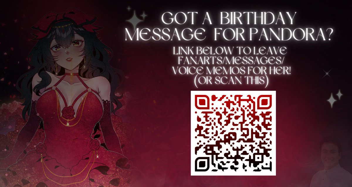 If you have time to send some VMS, messages or doodles my way so I can read/show them during stream--- you can scan the code or click the link to view my padlet!!!

I won't be looking at it until the 13th so everything will be kept a surpriseeee yeeepeeee

padlet.com/pandorawasther…