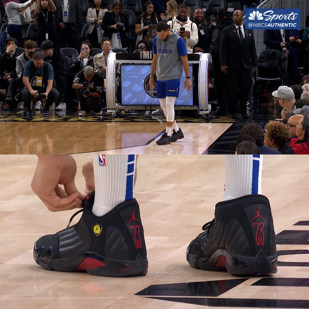 Steph is now warming up in a pair of Jordan 14s 🔥