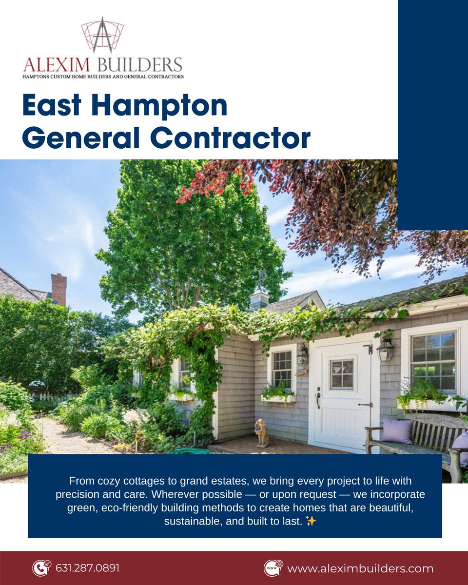 builders_alexim's tweet image. 🏡 East Hampton General Contractor – Alexim Builders 🌿

From cozy cottages to grand estates, we bring every project to life with precision and care.✨

#EastHampton #GeneralContractor #AleximBuilders #SustainableConstruction #EcoFriendlyBuilding #HamptonsHomes #CustomHomes