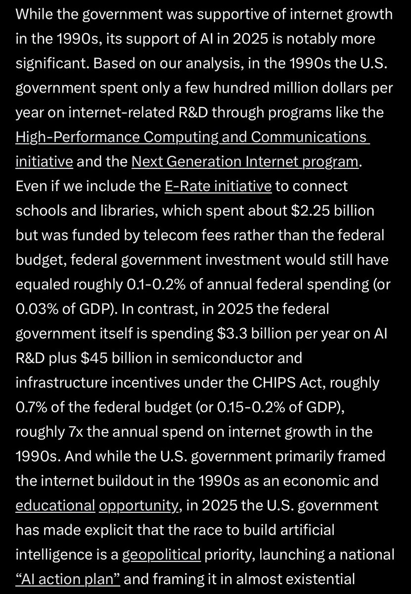 intangiblecoins's tweet image. in october i wrote that today’s AI buildout looks more like a new manhattan project than the broadband-ification of the 1990s and thus dot-com bubble comparisons were inadequate 

today the white house confirmed AI is about geopolitics and national security