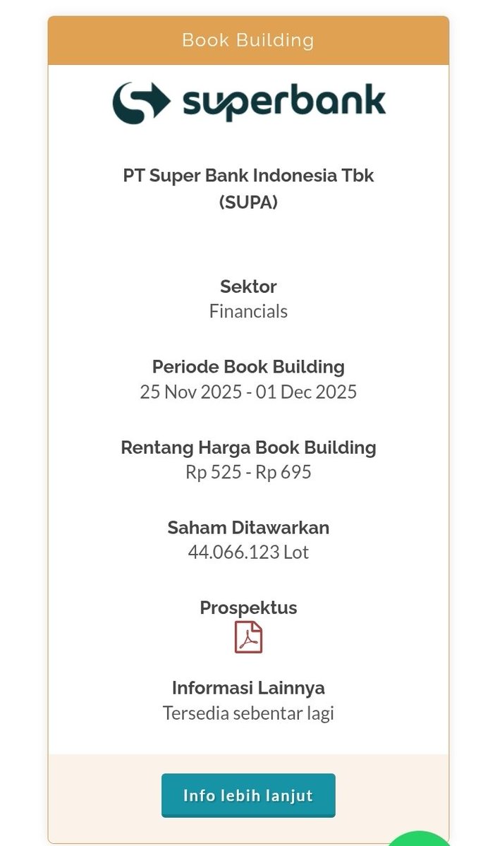 rinaldtrader's tweet image. HERE WE GOO! IPO SUPERBANK kode ticker SUPA underwriter jago AZ dan LG ikutan. Gas gak temen2? 💥💥💥